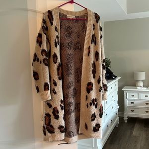 Leopard print long cardigan